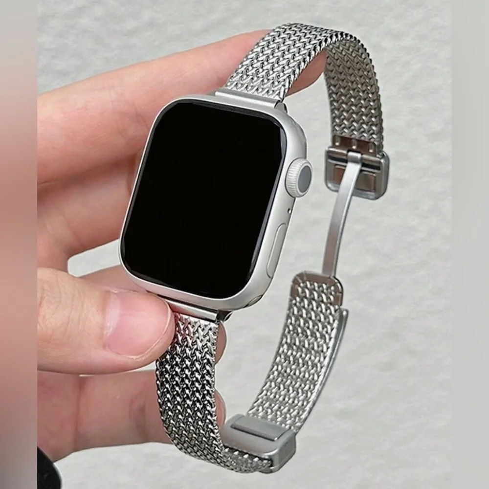 Silver Metal Strap Suitable For 38/40/41mm Smart Watch